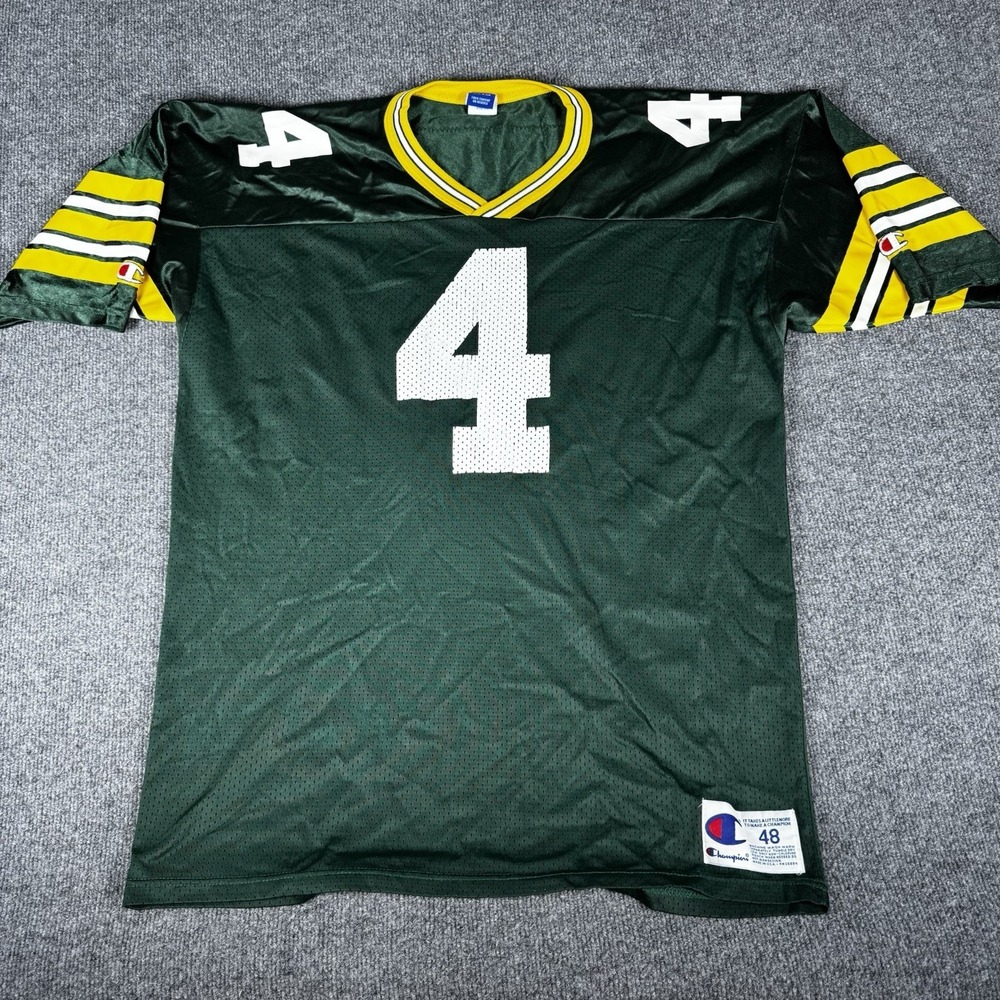 Vintage 1990's Brett Favre #4 Green Bay Packers Green Champion Jersey Size 48